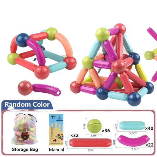 Blocos de Brinquedo Magnéticos - Bolas Magnéticas Educacionais