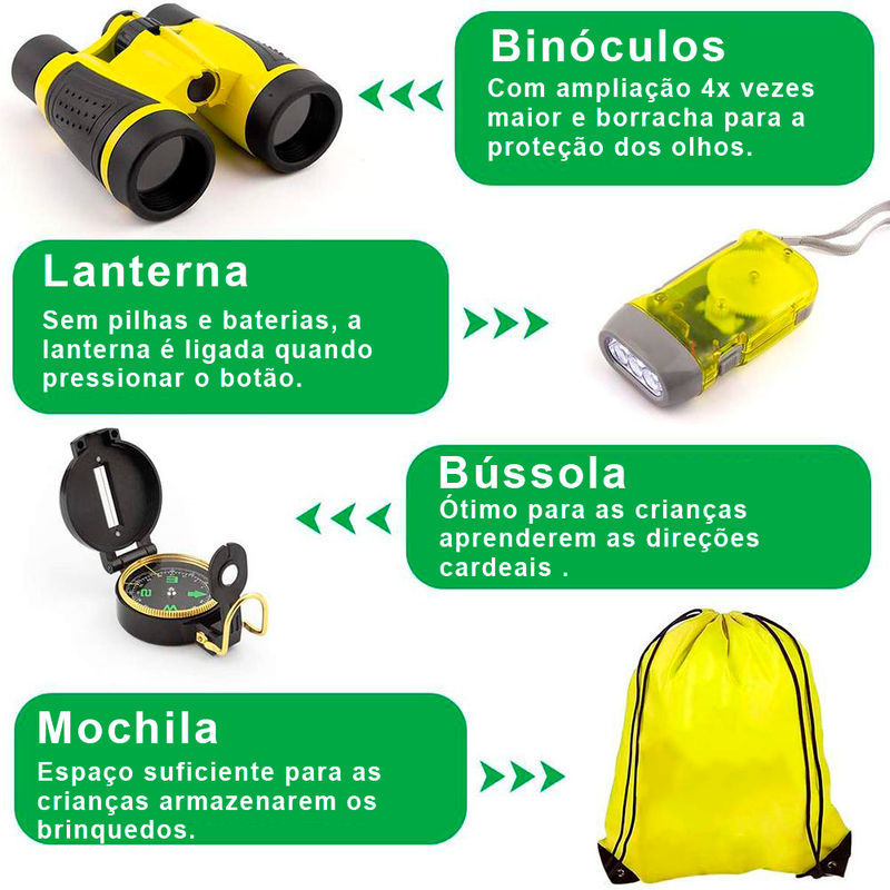 Mochila Com Materiais Do Explorador Infantil